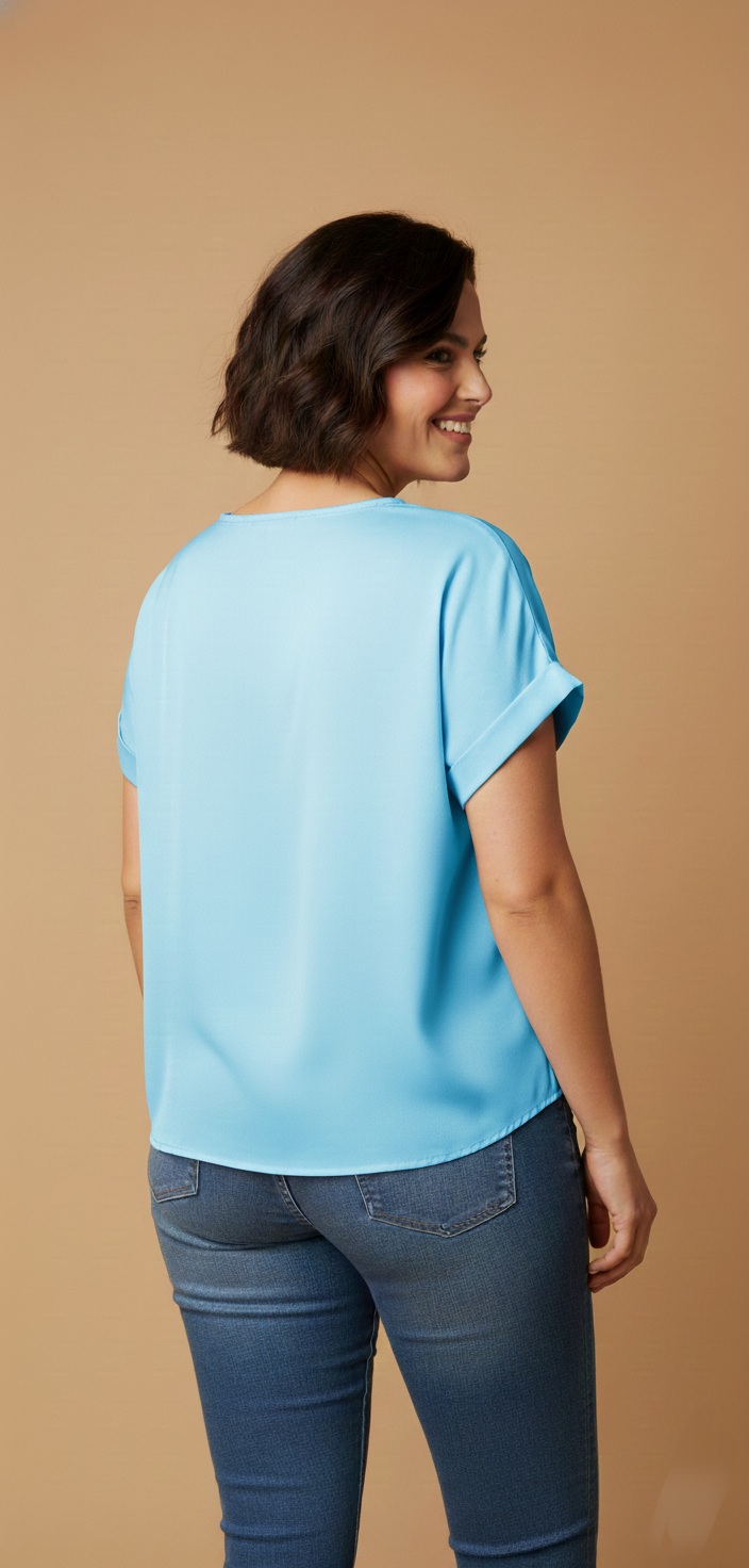 Blusa Azul Turquesa con Nudo Frontal - Imagen 2