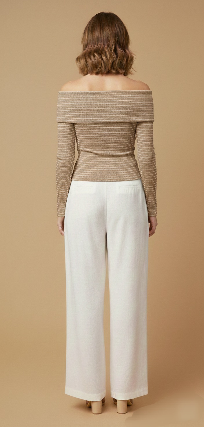 Blusa de Punto a Rayas con Escote Descubierto - Imagen 4