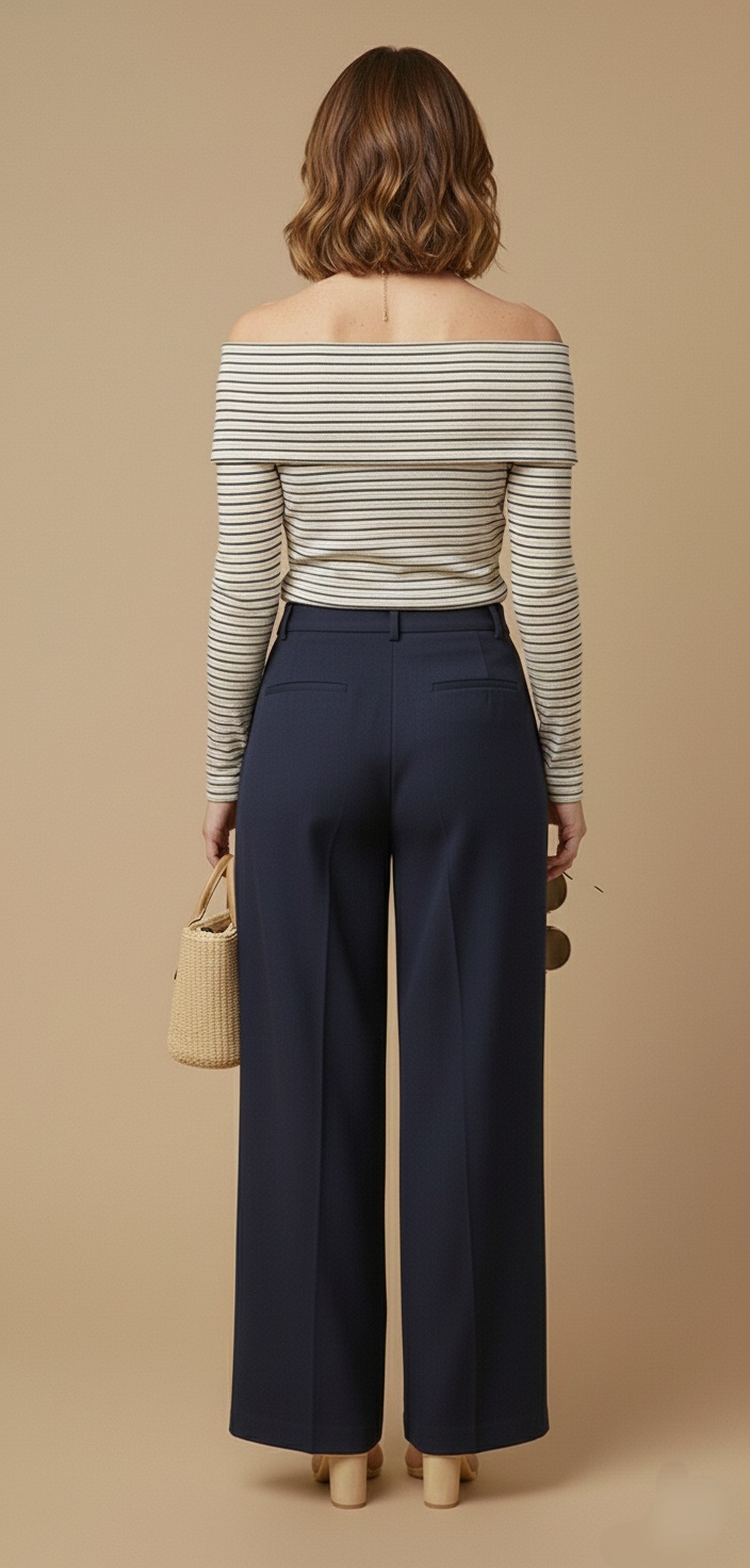 Blusa de Punto a Rayas con Escote Descubierto - Imagen 6