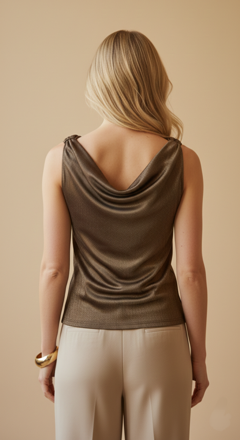 Blusa tono bronce con decoración dorada.  - Imagen 2