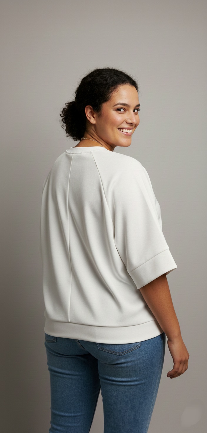 Blusa Blanca de Manga Japonesa con Elegante Caída - Imagen 2